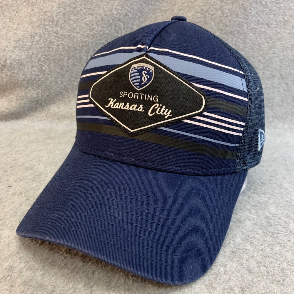 Sporting Kansas City Mens Navy New Era Trucker Hat Snapback Striped OSFM